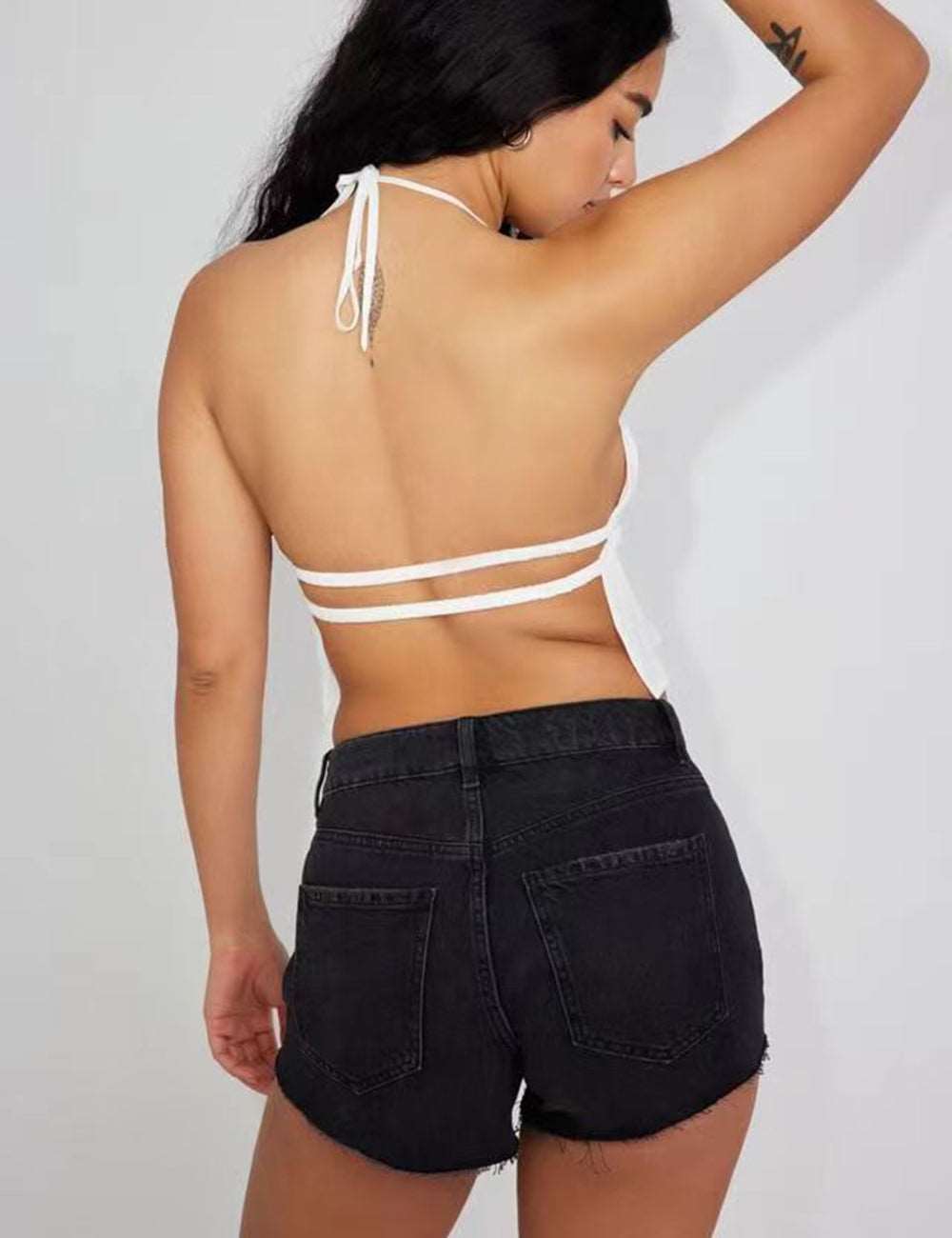 Blue Floral Halter Tank Tops