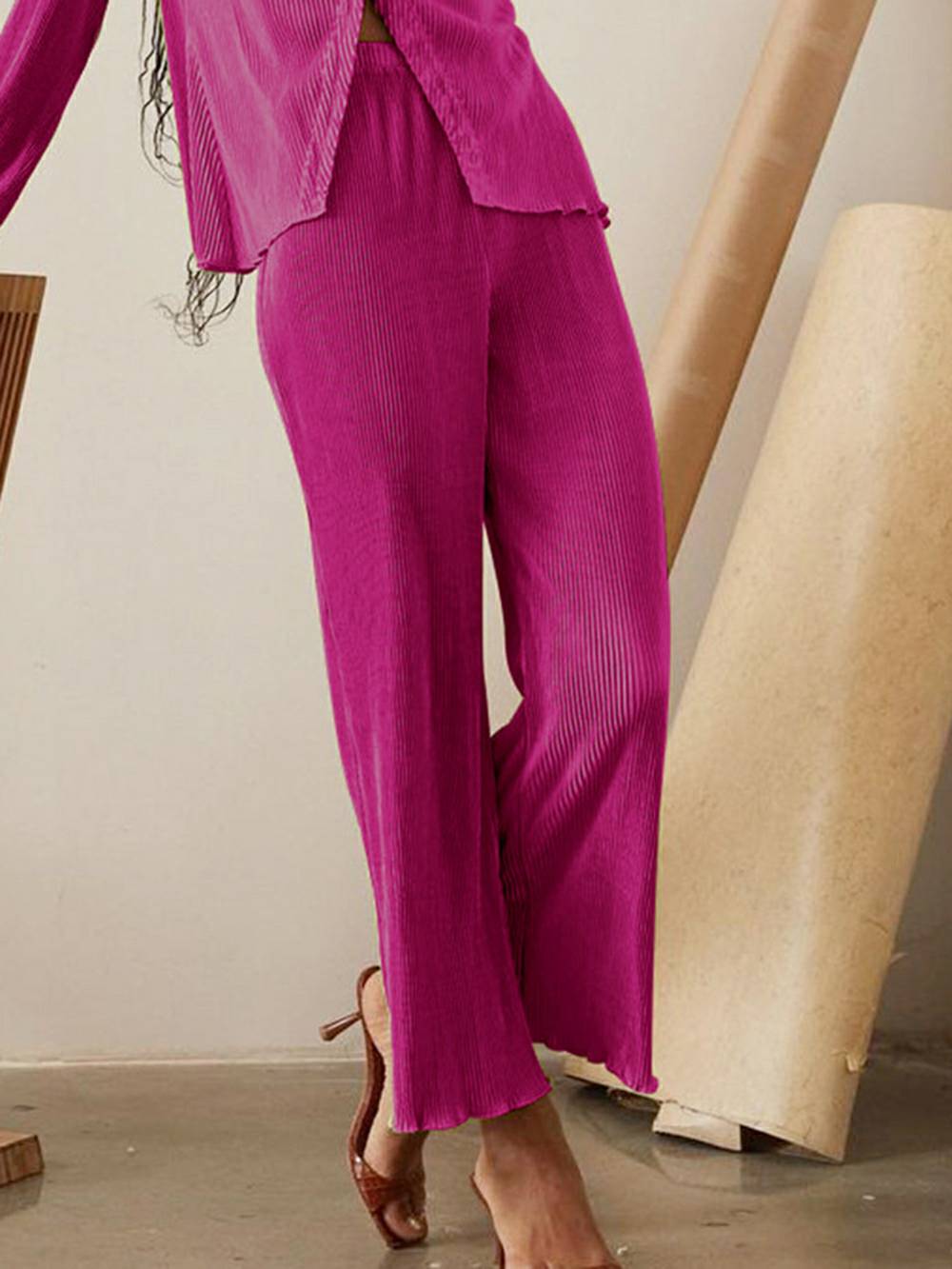 Loose Flared V-Neck Pants Set
