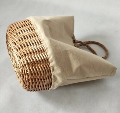 Rattan Bucket Handbag With Wicker Strap