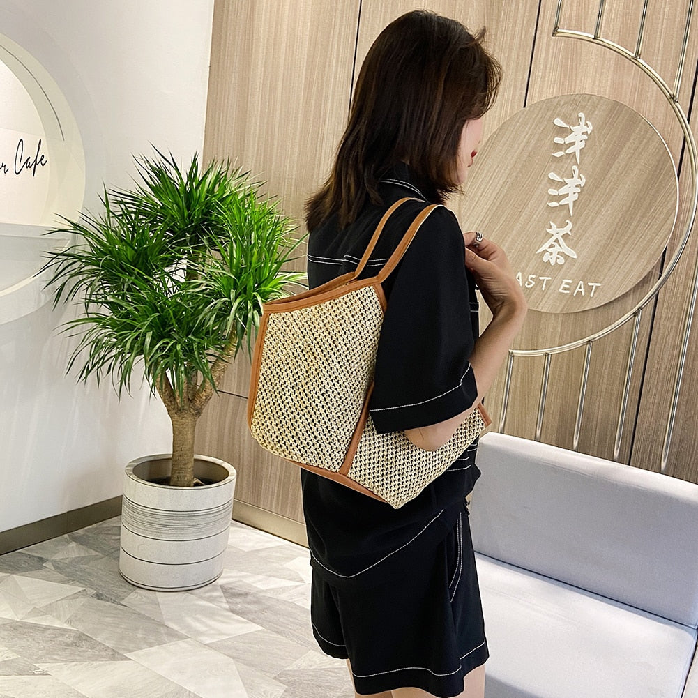 Casual Multicolord Straw Shoulder Bag