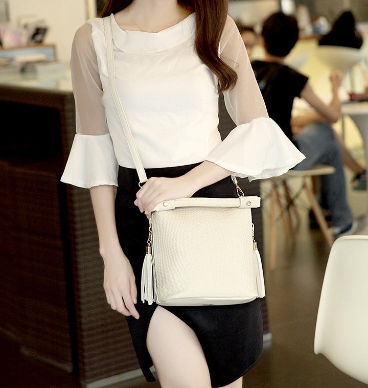 Ladies Weave Pattern Handbag Crossbody Bag