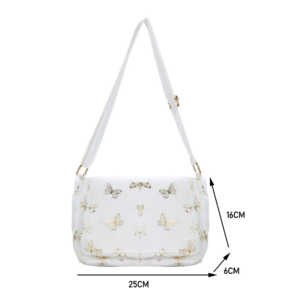 Plush Handbag with Butterfly Print