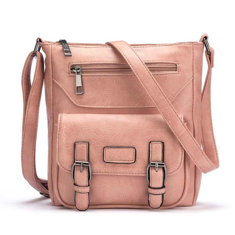 Multi Pocket Leather Messenger Bag