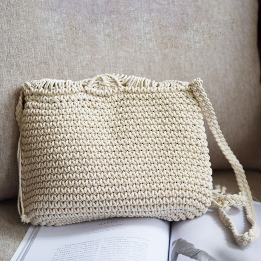 Fringe Datail Woven Rattan Handbag