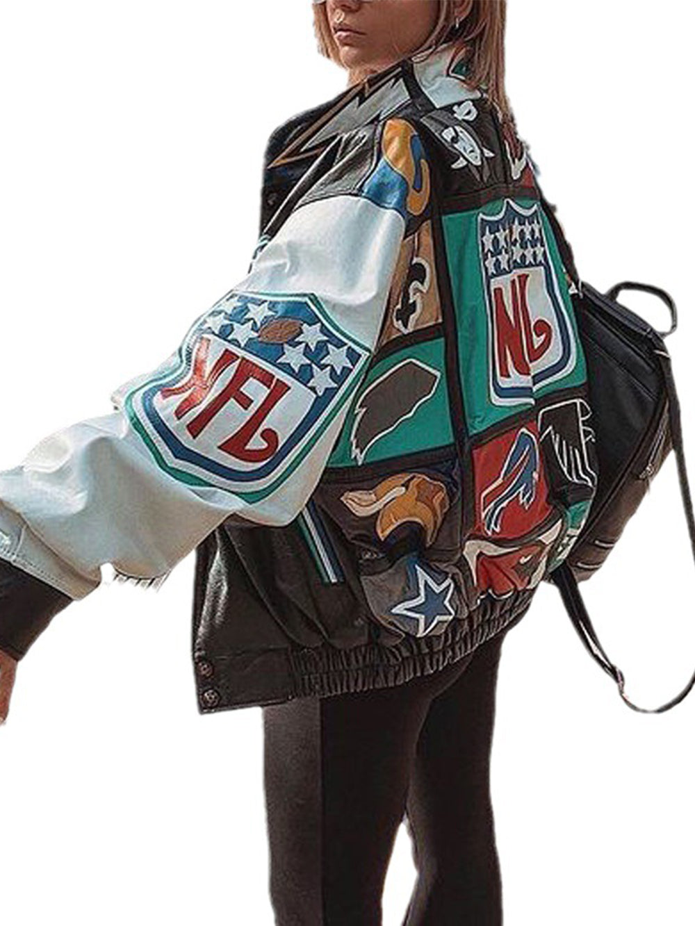 Loose Color Block Long Sleeve Trench Coat Jacket