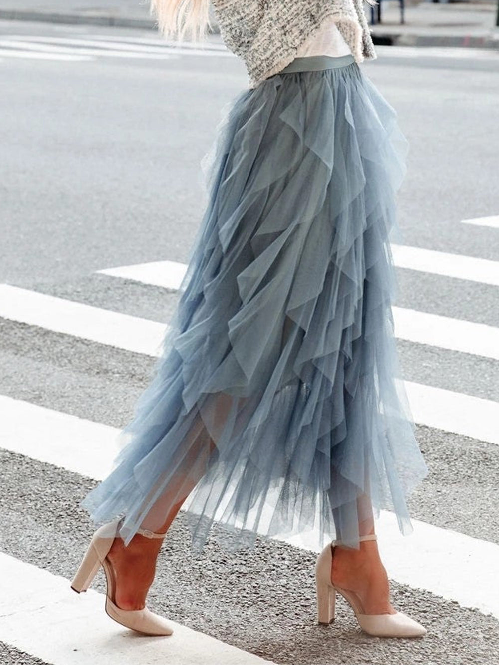 Mesh Tulle Midi Skirt