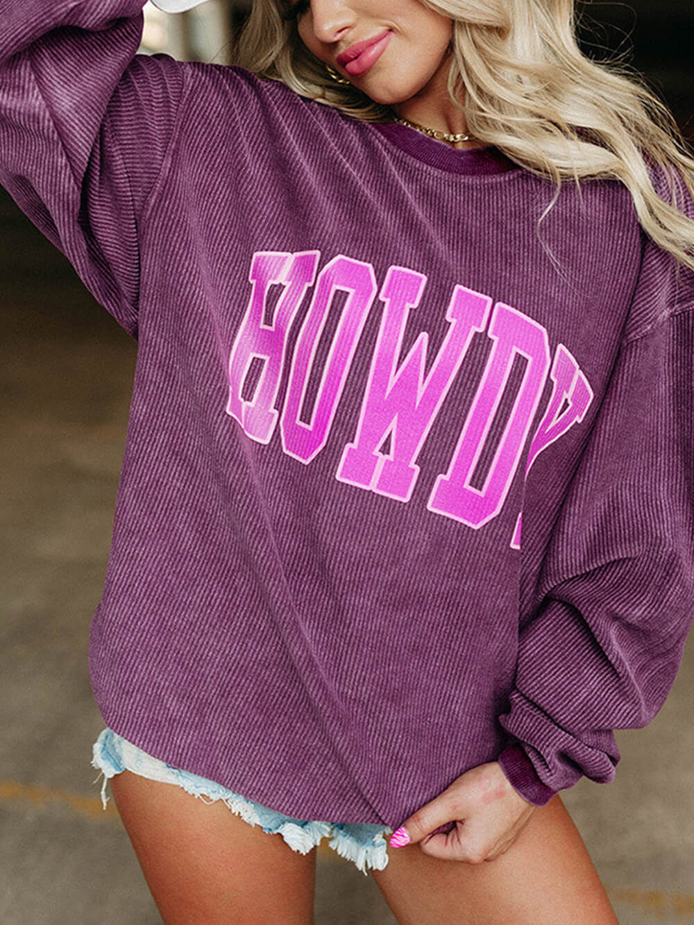 Howdy Textured Corded Sweatshirt