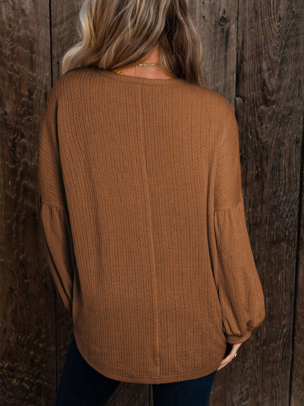 Orange Jacquard Knit Long Sleeve Pullover