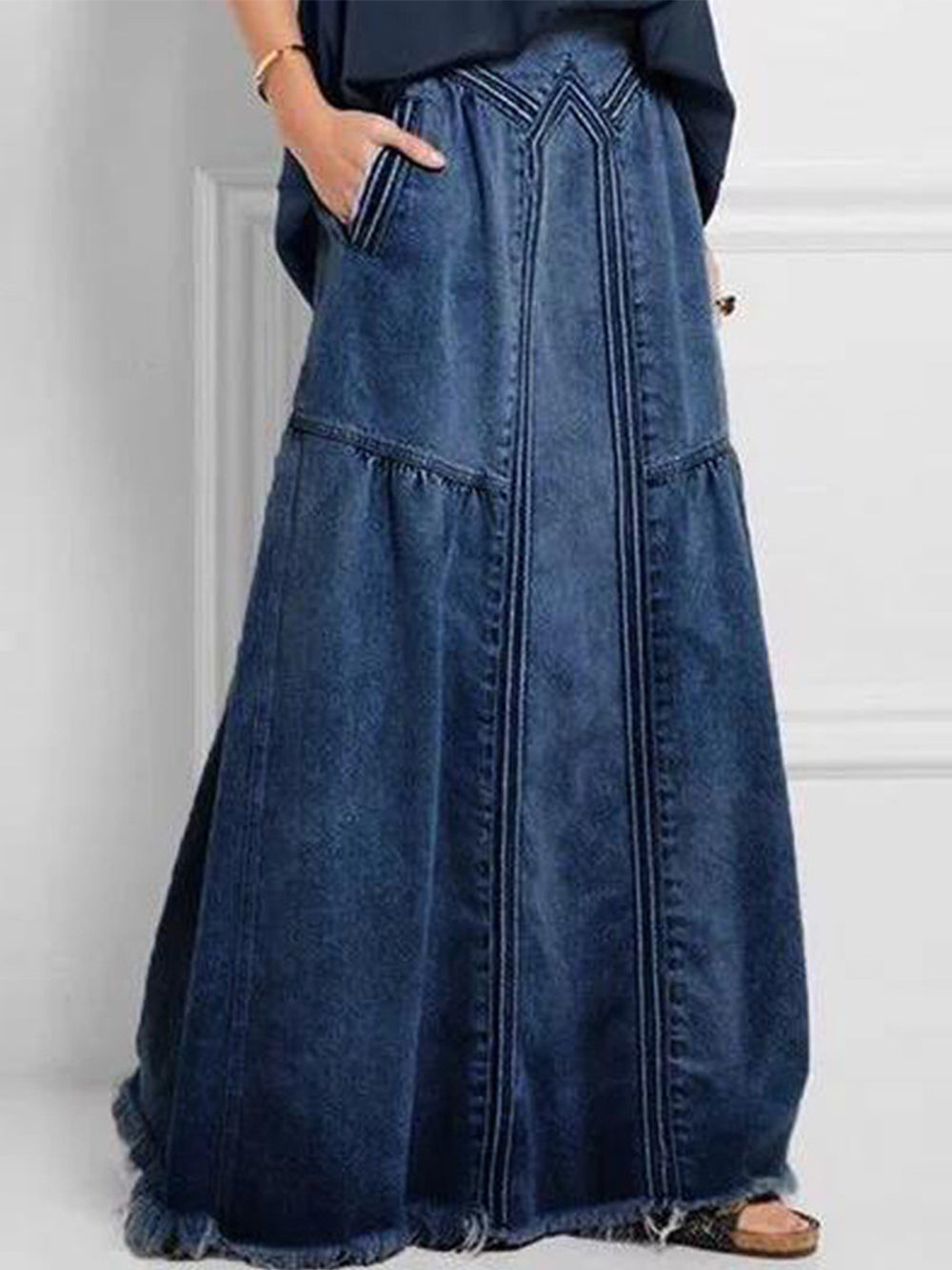 Simple Elastic Denim Skirt