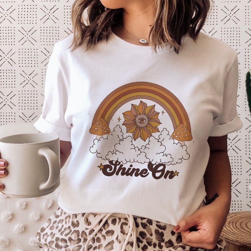 Ladies Mushroon Frog Tshirt Fashion Cartoon Animal Lady Print Tee