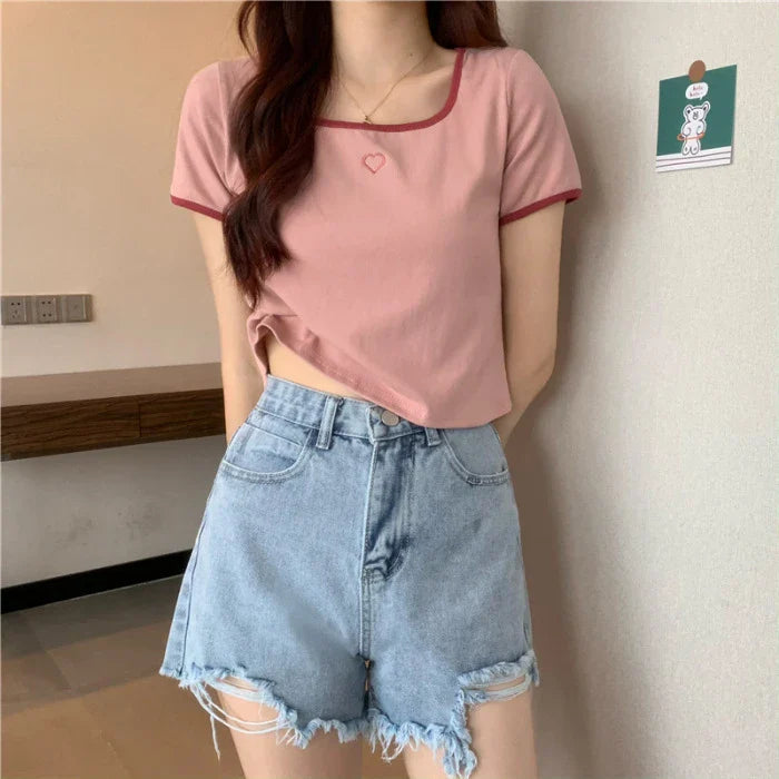 Streetwear Loose Short Sleeve Tee for Females