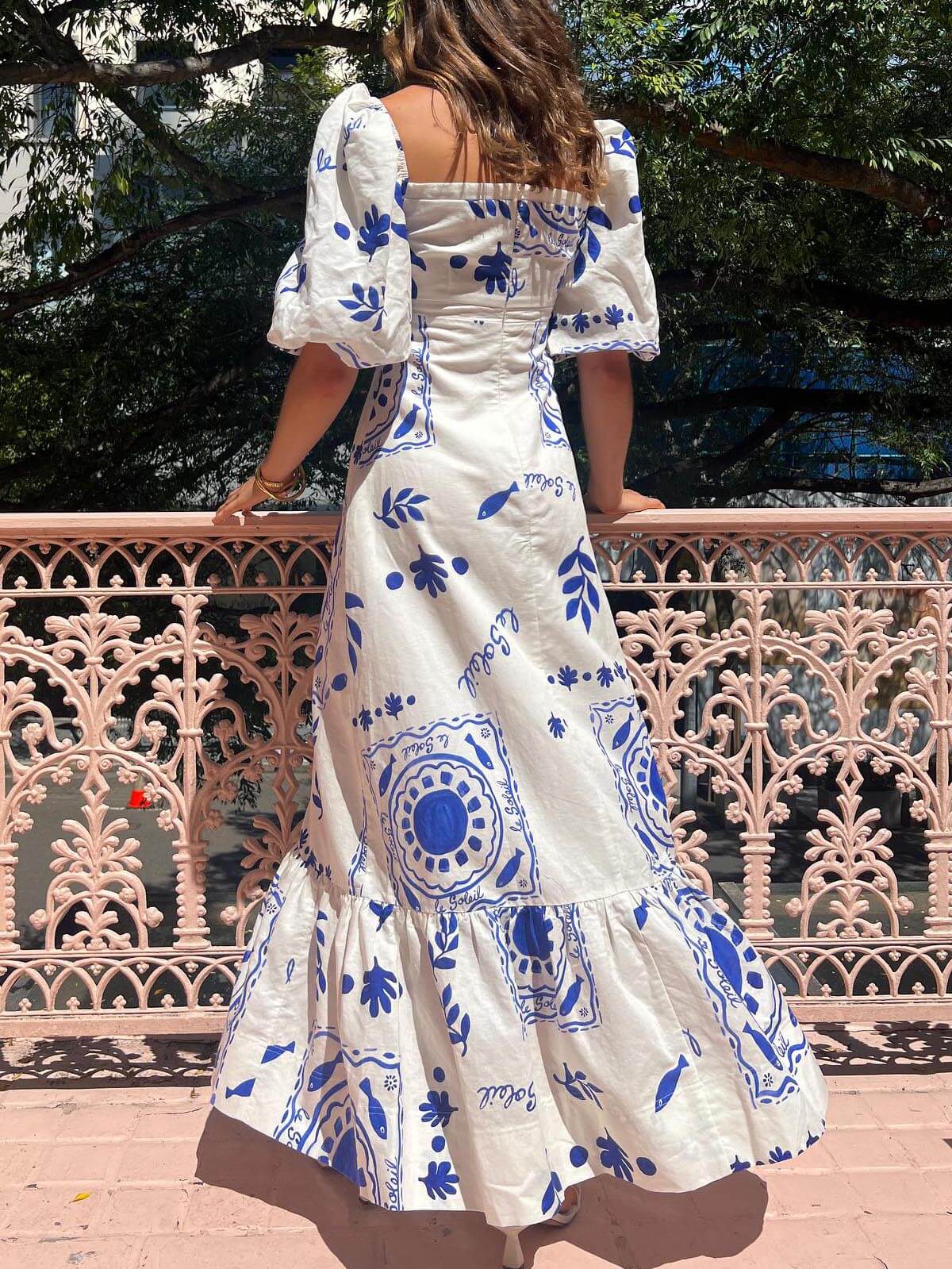 Vacation Puff Sleeve Maxi Dress