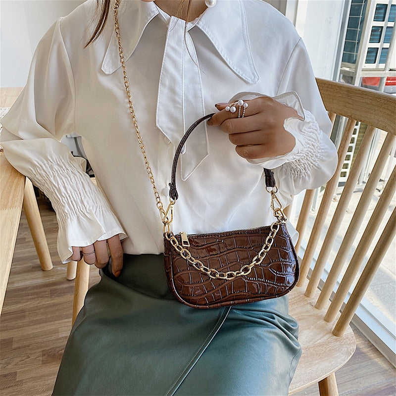 Mini Crocodile Pattern Shoulder Bag for Women