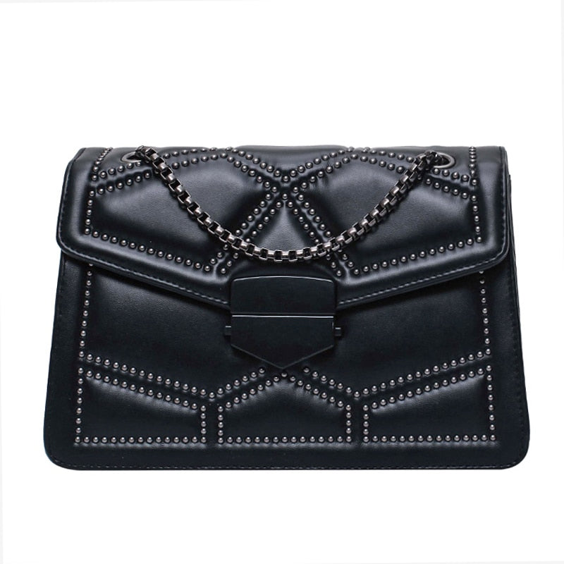 Rivet Chain PU Leather Crossbody Bag