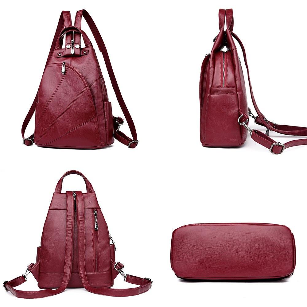 Compact Leather Travel Backpack