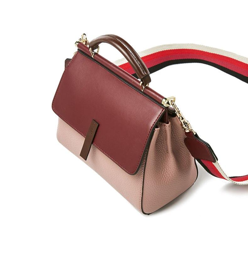 Leather Crossbody Bag with Colorful Strap