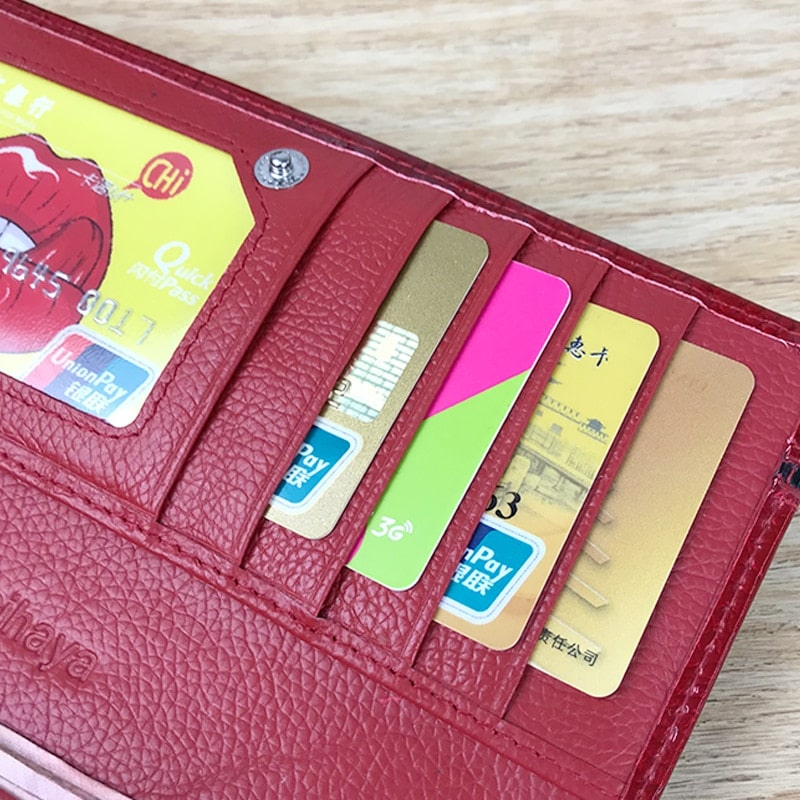 Colorful Genuine Leather Trifold Wallet for Women