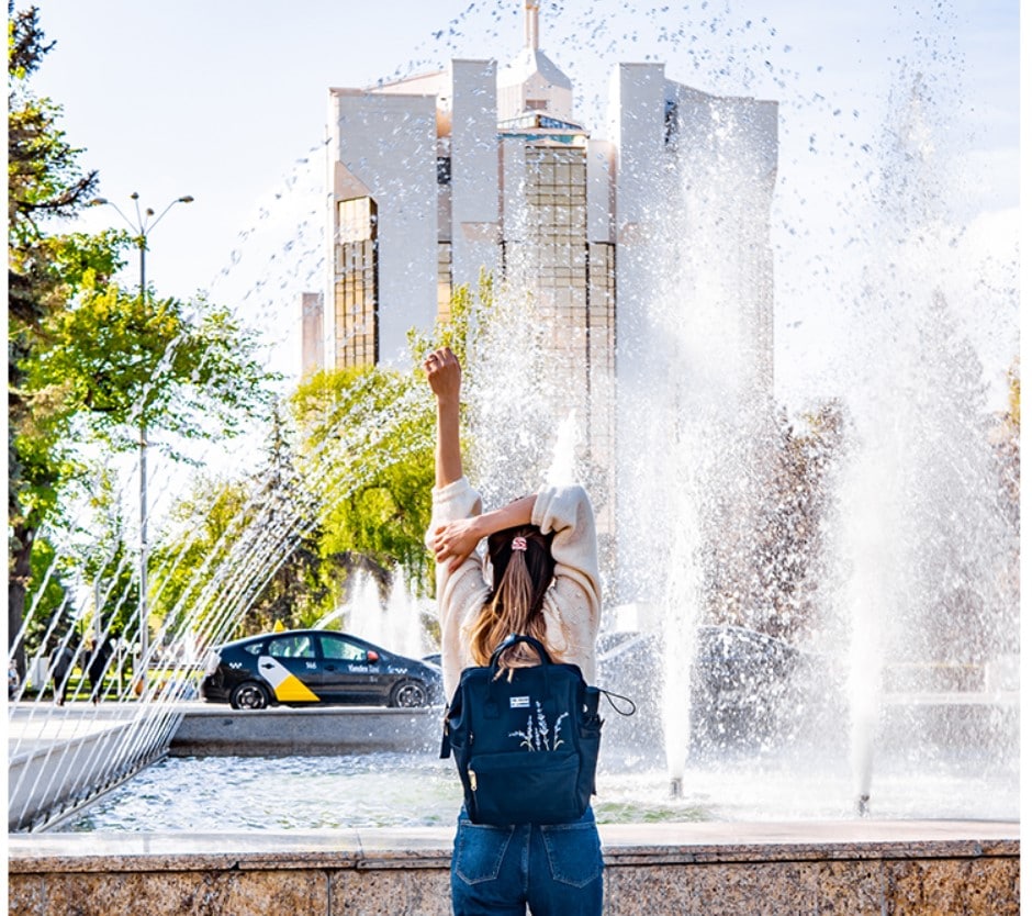 Lavender Embroidery Travel Backpack