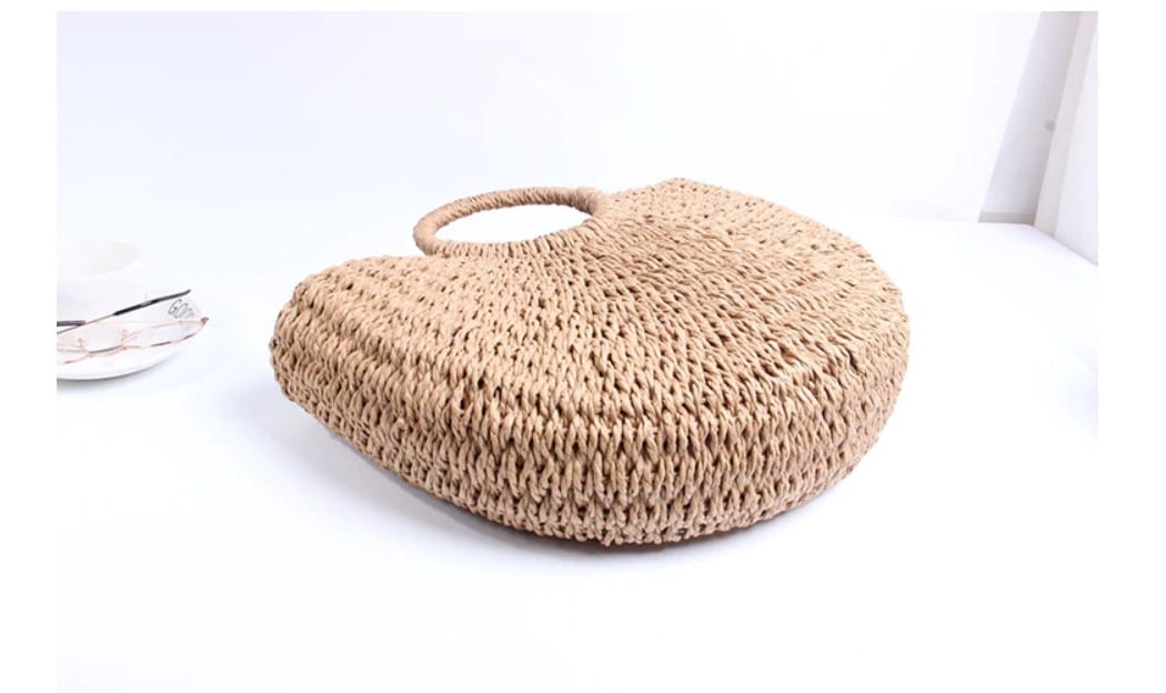 Half Moon Woven Rattan Bag