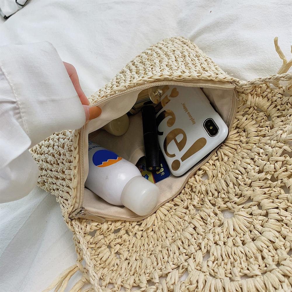 Handmade Straw Beach Bag with Tassels