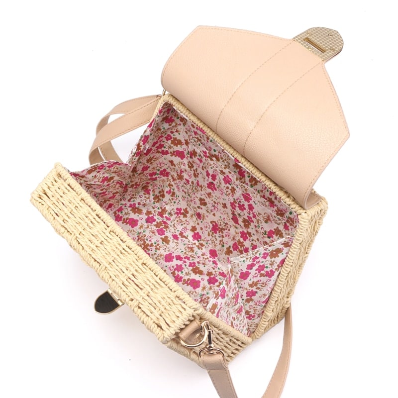 Straw and Eco Leather Retro Handbag