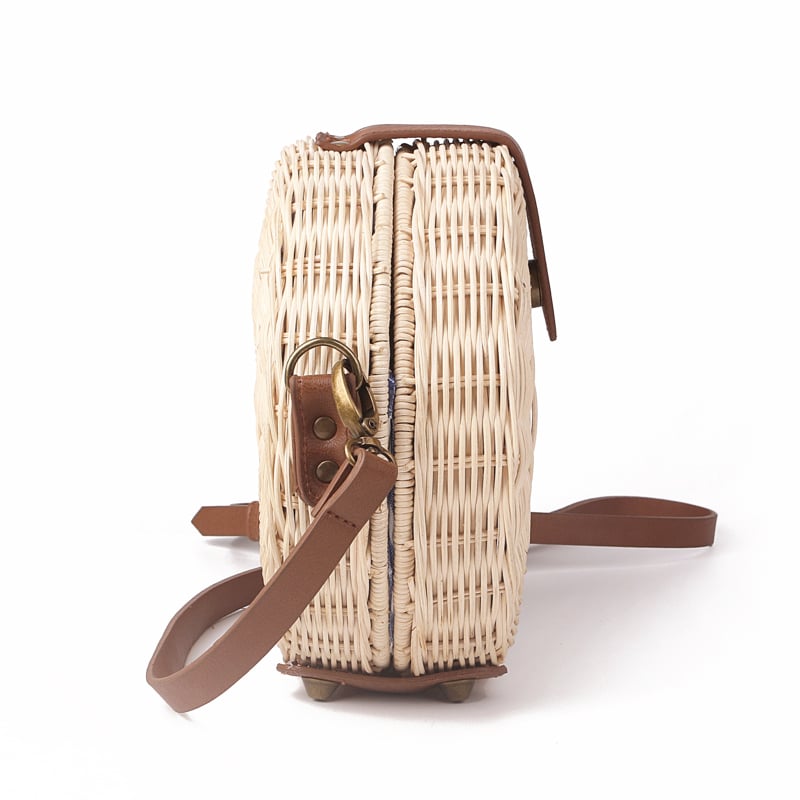 Safari Style Woven Straw Crossbody Bag