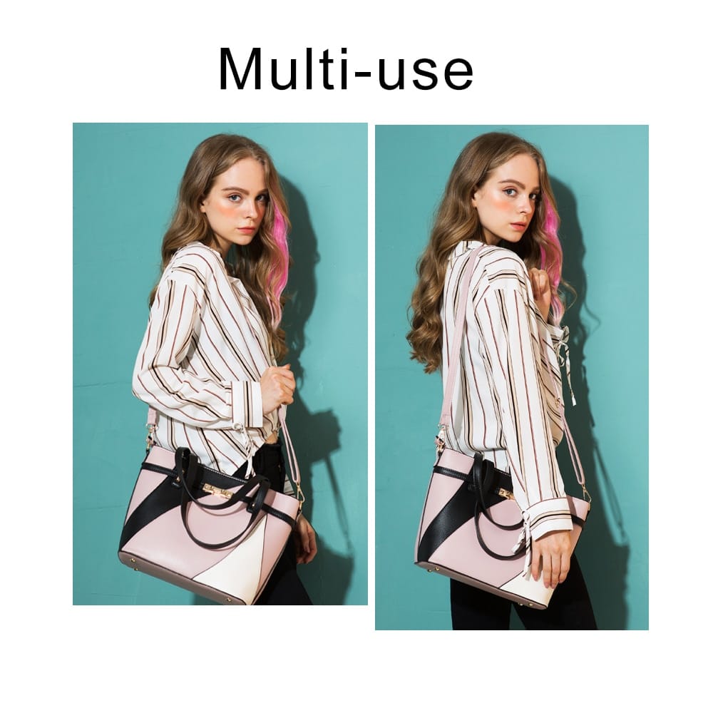 Luxury Geometric Patterned PU Leather Handbag