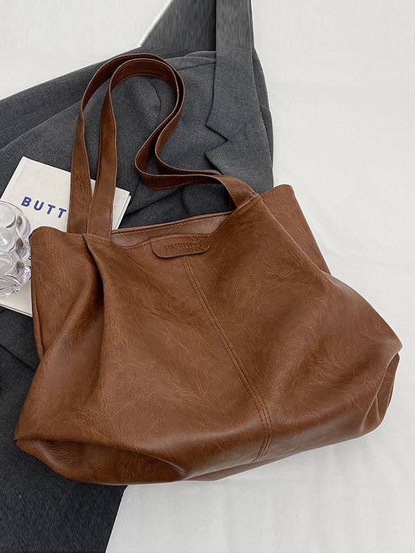 Solid Color Zipper Tote Bags Handbags