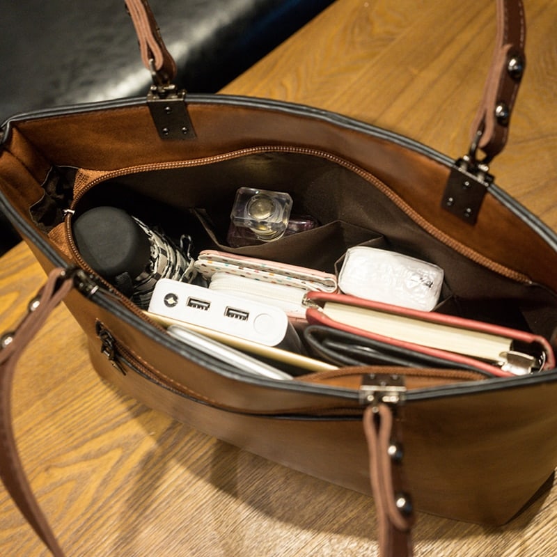 Multipocket Eco-Leather Tote Bag