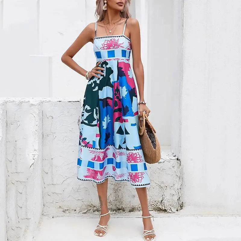 Alobee Women's Backless A-line Boho Dress