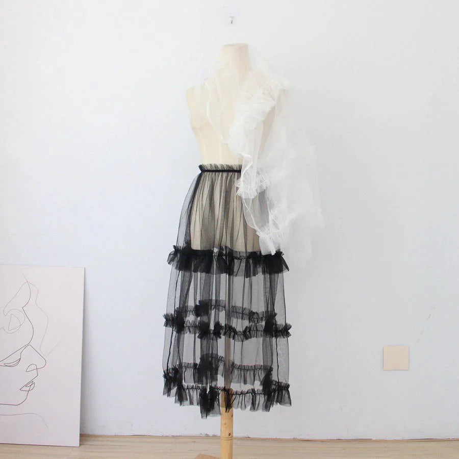 Aurelia Lace and Tulle Midi Skirt