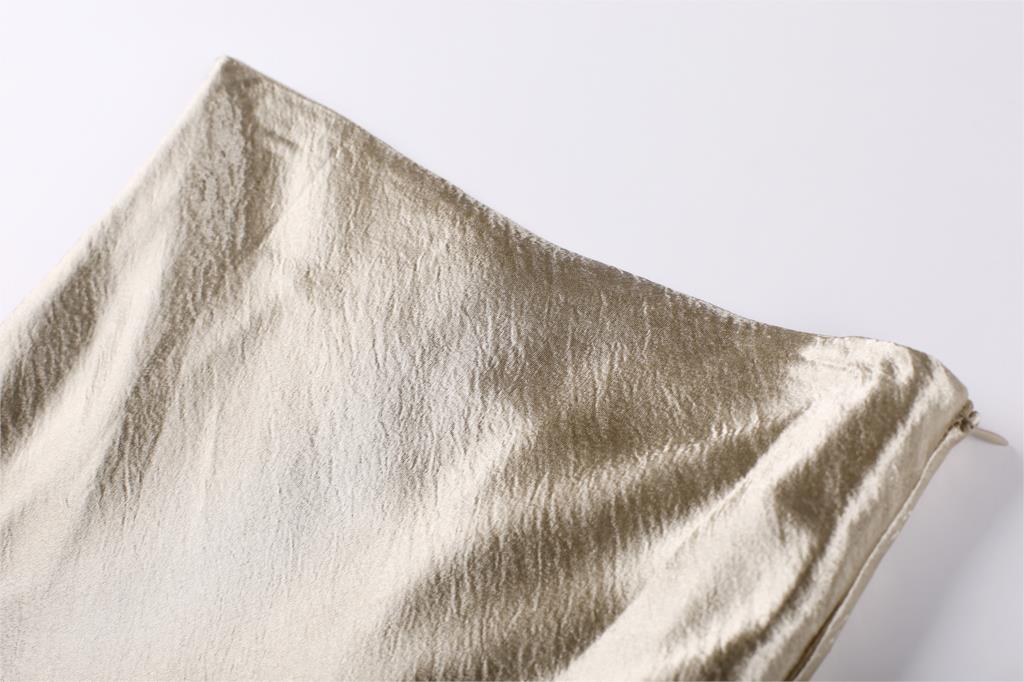 Bella Textured Satin Midi Skirt - Gold