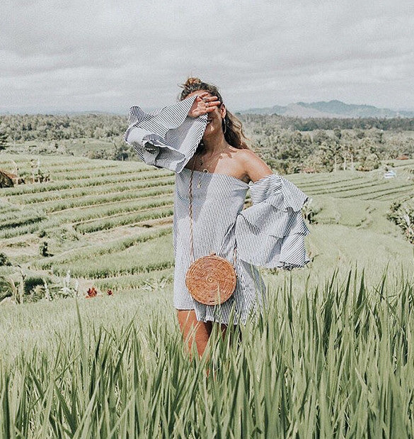 Bohemian Circle Wicker Rattan Shoulder Bag