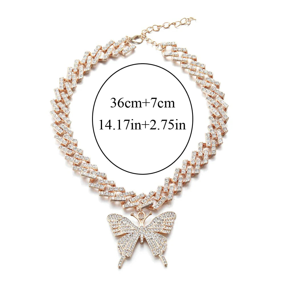 Butterfly Rhinestone Choker Necklace - 4 Colors