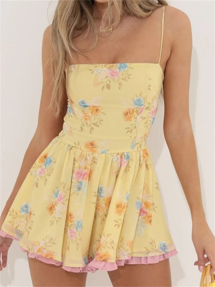 Sleeveless Spaghetti Strap Backless Mini Dresses