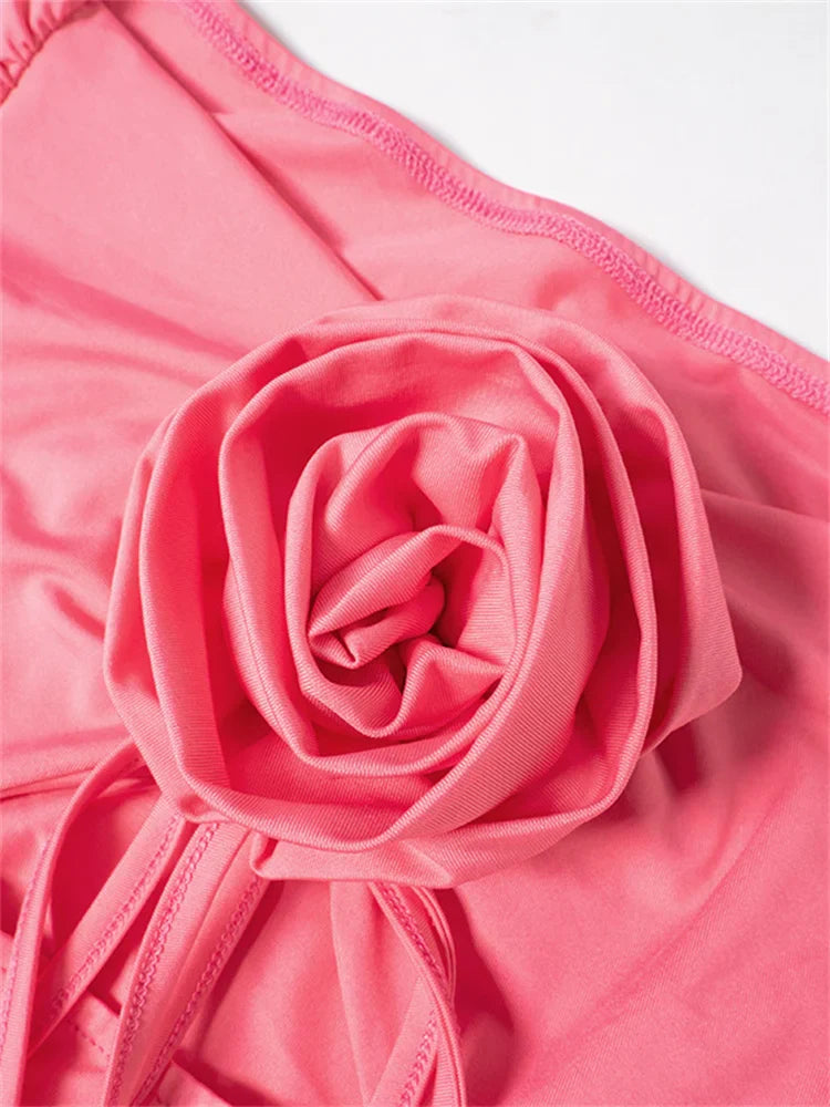 Y2K Floral Lace Spaghetti Strap Mini Dresses