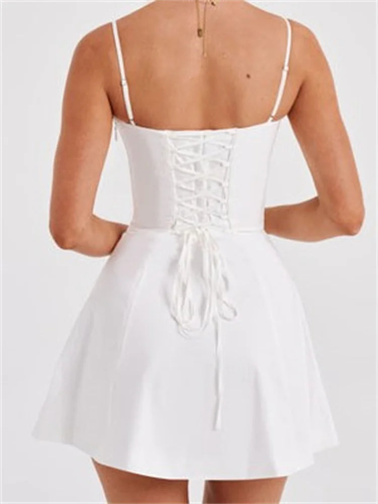 Y2K Corset Bodycon Sequined Tie-Up Mini Dresses