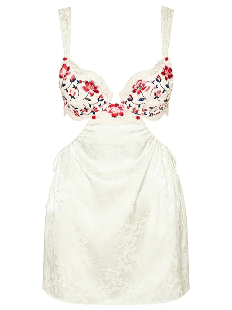 Y2K Floral Print Backless Bodycon Mini Dresses