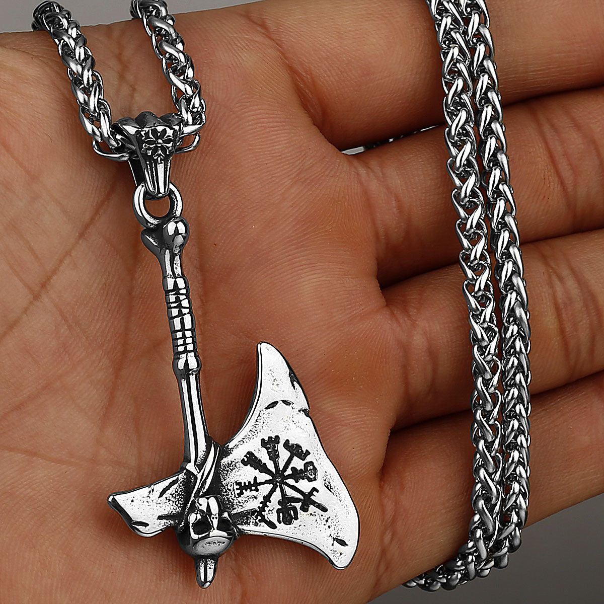 Celtic Skeleton Tomahawk Axe Necklace