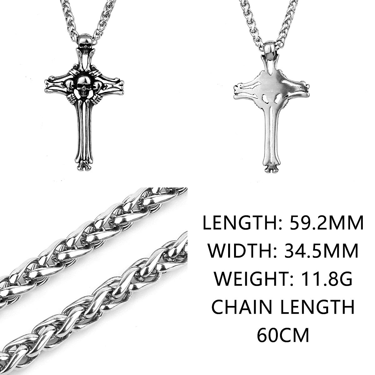 Cross Skeleton Head Bone Necklace