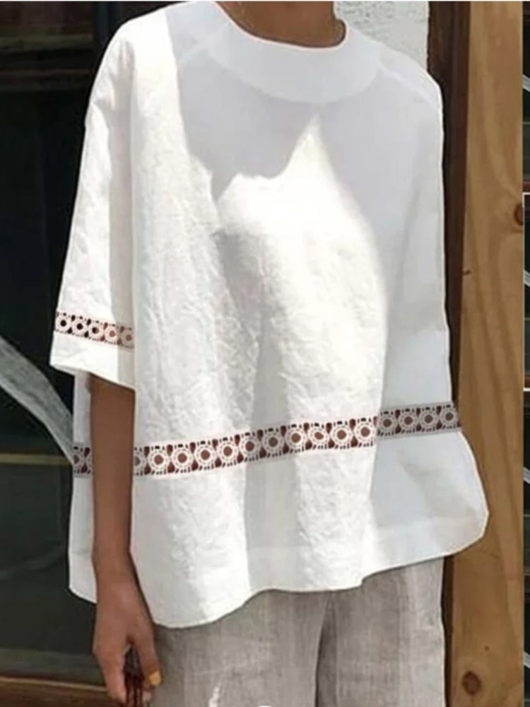 Devie Linen Blend Embroidery Shirt Blouse - 2 Styles