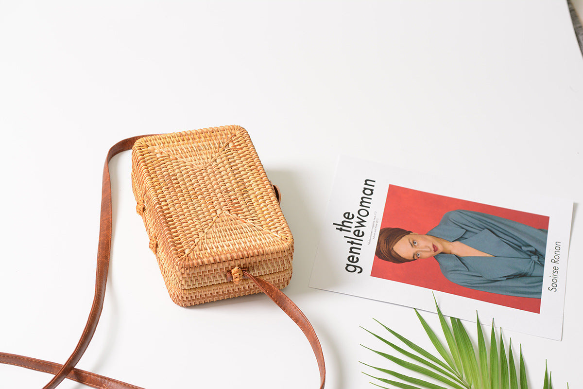 Dewi Square Rattan Mini Shoulder Bag - 2 Colors