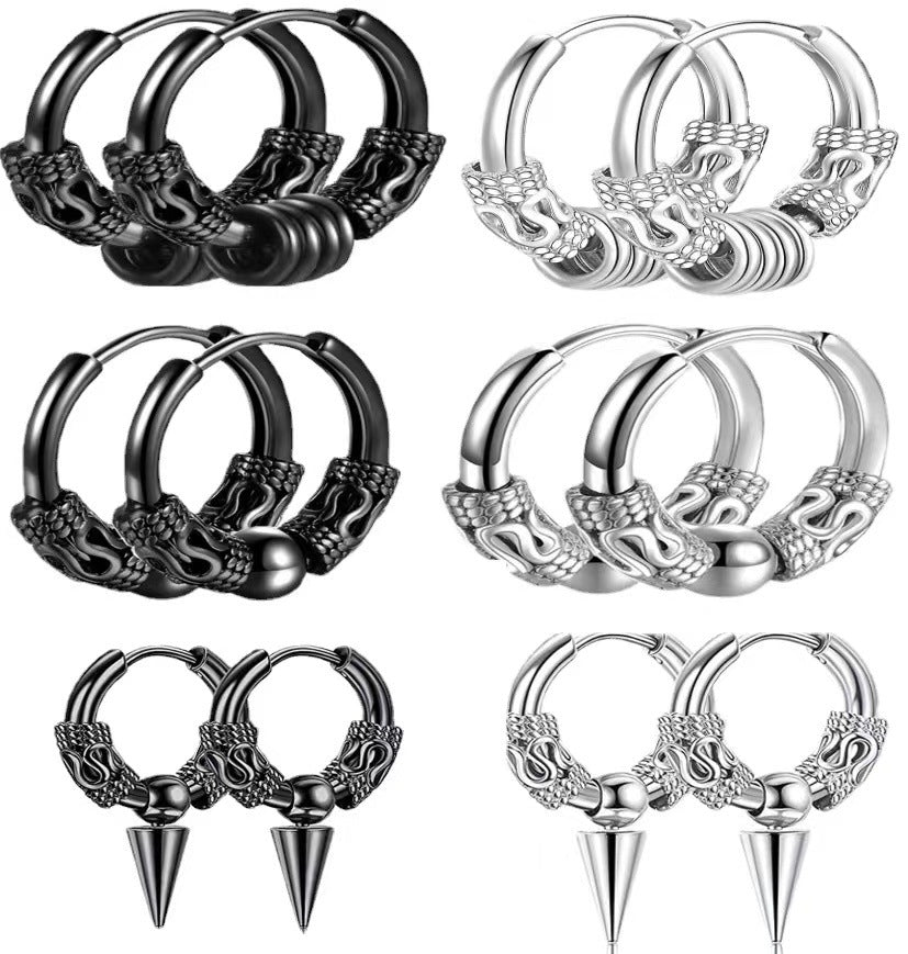 Dragon Scale Punk Hoop Earrings - 3 Styles
