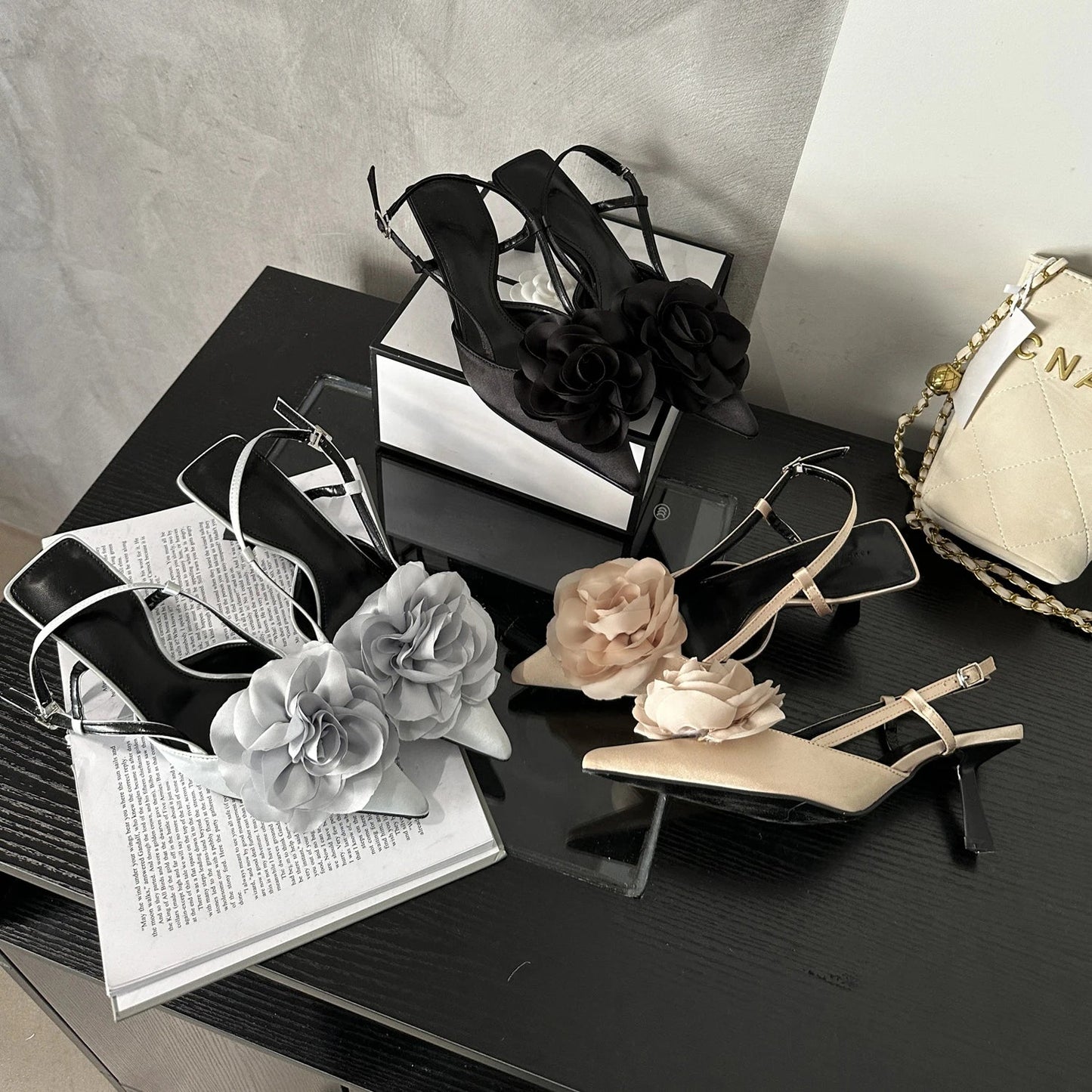 Fashion Buckle Strap Pointed Toe Thin Wedding Designer Dress Mule Ladies Shoes Low Heel Pumps