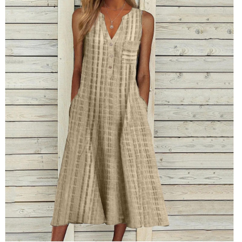 Elegant Chic V-Neck Office Lady Pockets Dresses