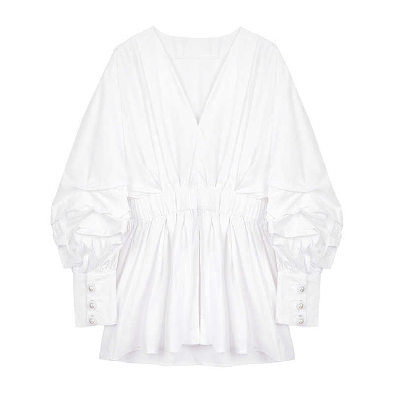 Fatima Denim Cummerbund Blouse