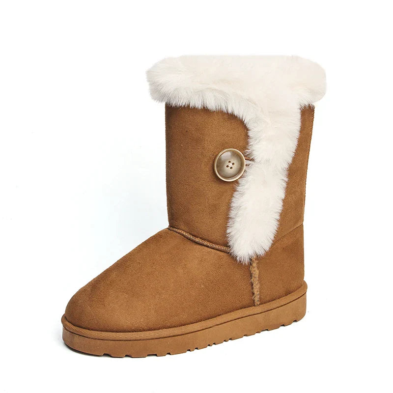 Female Shoes on Sale Winter Fashion Warm Women's Mid-calf Boots Casual and Versatile Plush Cotton Boots Botas De Mujer