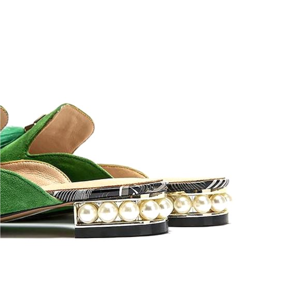 Fur Tassel Suede Mules - Black 36/US 6