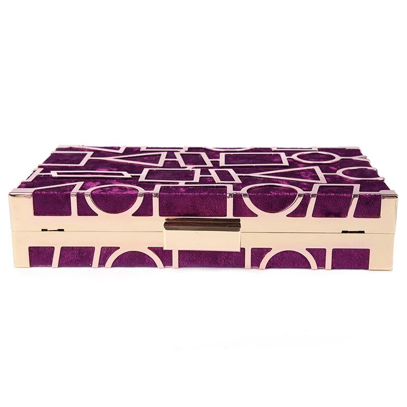 Geometric Hollow Out Velour Evening Bag
