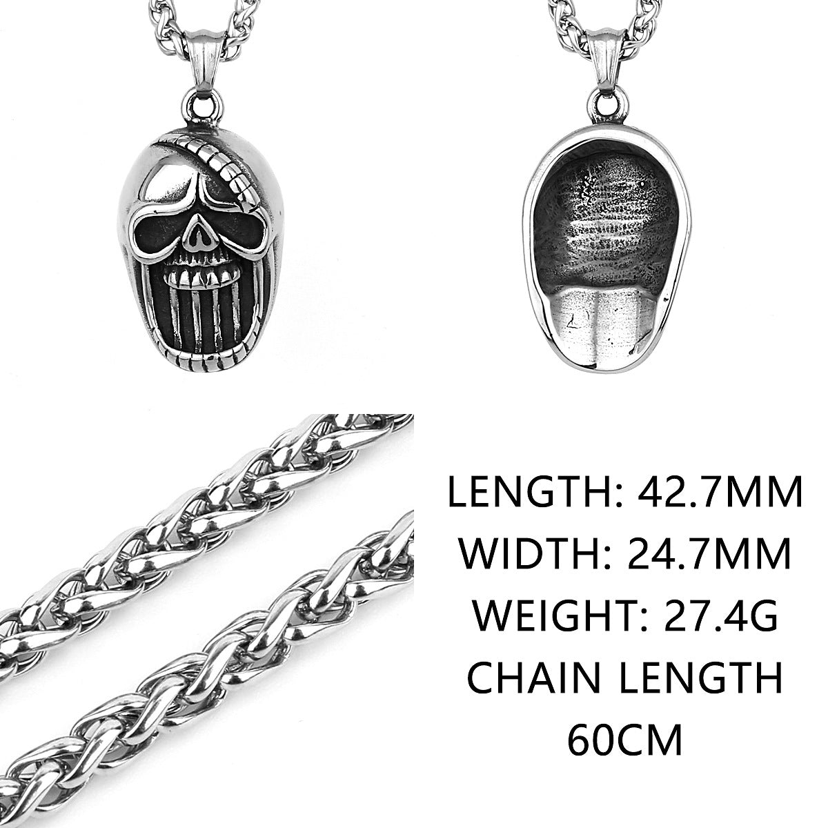 Goth Exaggerated Skull Necklace